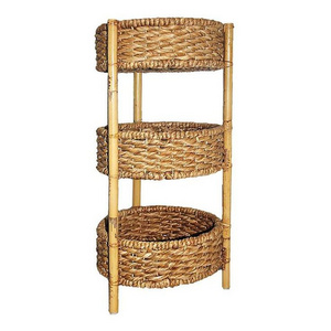 3 Tier Antique Vegetable Wooden Rattan Basket Wholesale Supplier Customized Bamboo Rattan Fruit Storage Basket Top Exporter