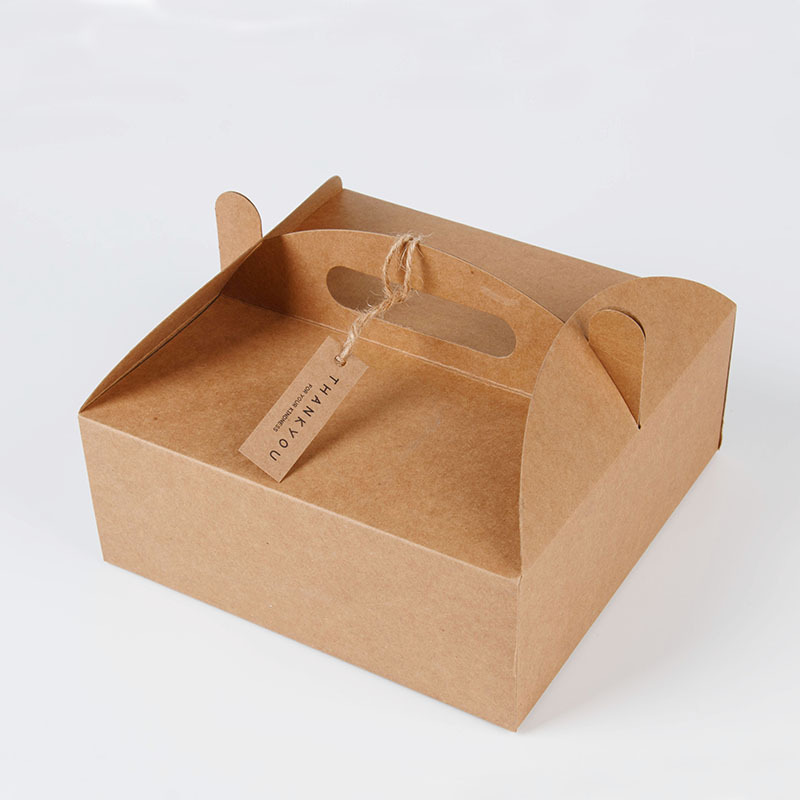 Kraft paper portable pizza box Spot paper folding specialty dessert pastry packaging paper box pastry packaging