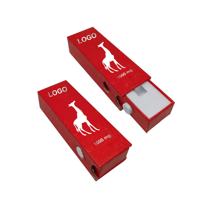 Custom disposable cartridges packaging 0.5/1/3ml childproof childlock child resistant carts sliding rigid box