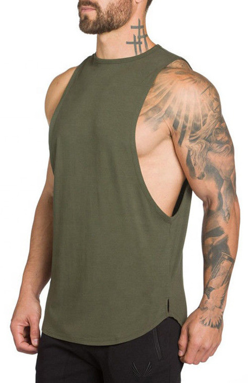 OEM custom men's tank top gym loose fit muscle cut of stringer tank tops wholesale tang top