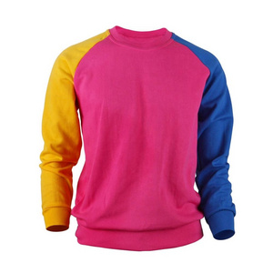 Custom plain 3 color block cut  sweatshirts oversized hoodies three different multi color block sweatshirts panels sweatshirts