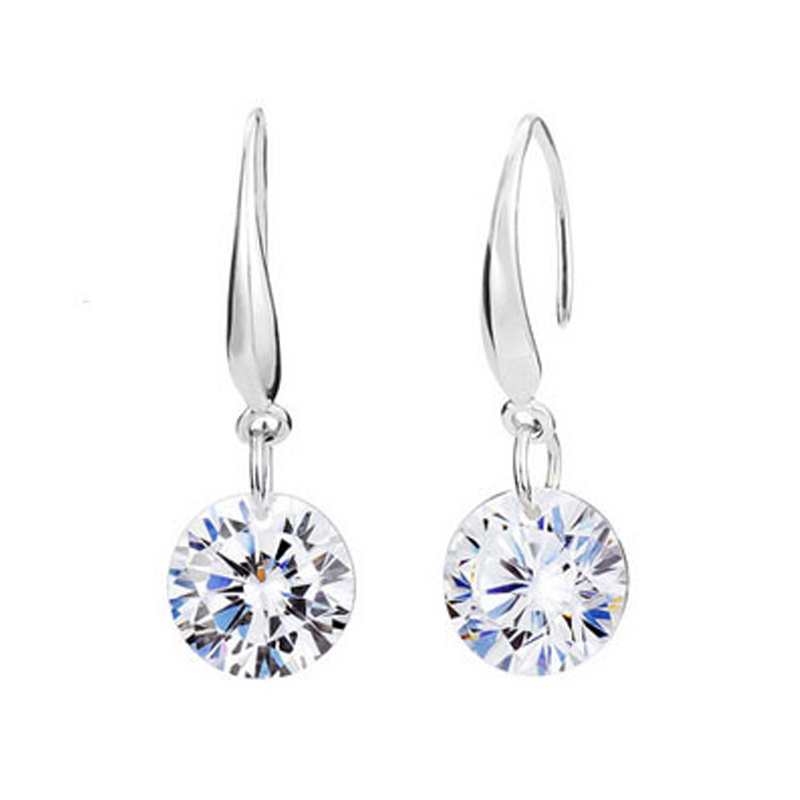 Simple Luxury 925 Silver Earring for Woman with CZ Zircon Fashion Jewelry Gift Wedding Party Drop Earrings