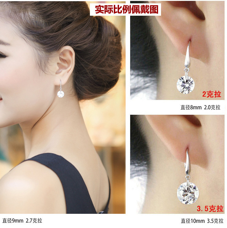 Simple Luxury 925 Silver Earring for Woman with CZ Zircon Fashion Jewelry Gift Wedding Party Drop Earrings