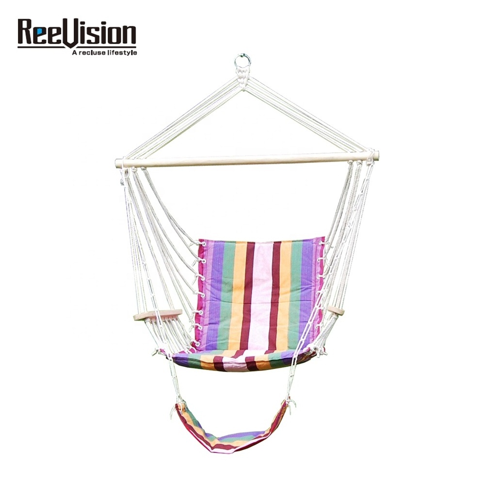 Super confiortable  Hanging Chair  swing patio garden indoor outdoor Hammock chair with armrest  with filling with foot rest