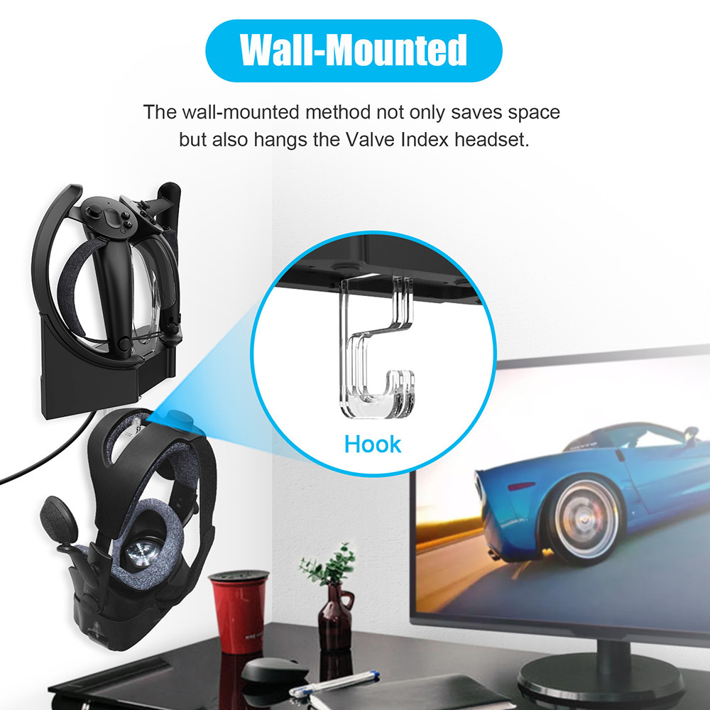 Durable New Design Factory low Price VR Headset Wall Mount Stand Touch Controllers Storage and Charging Station for Valve Index