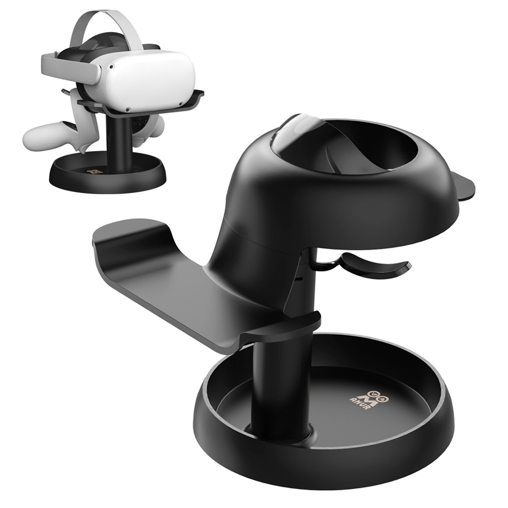 AMVR Upgrade Stand Accessories with New Design Round and Enlarged Base VR Stand Storage and Display for Meta Quest 2 Headset