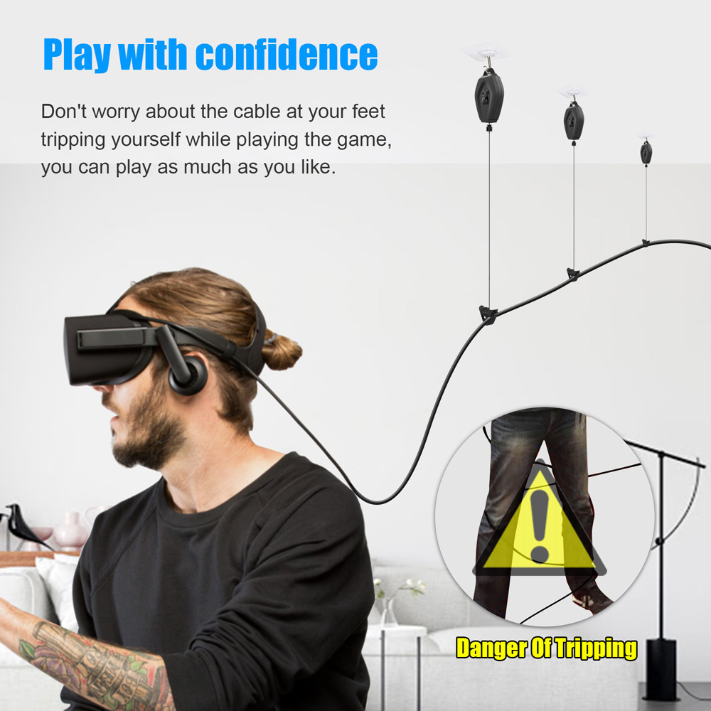 6 Packs VR Cable Management Retractable Ceiling Pulley System for Oculus Quest 2