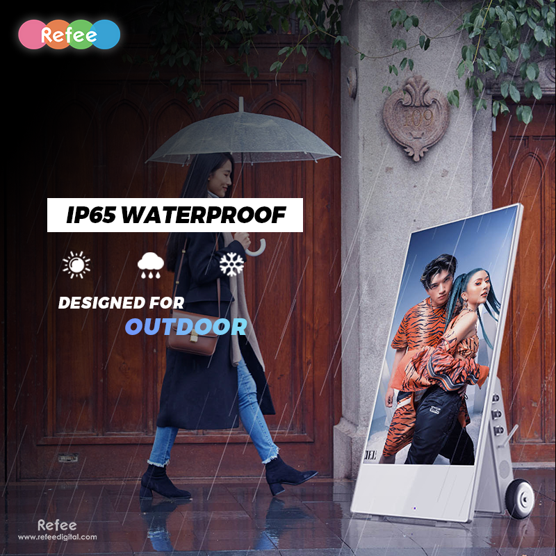 Outdoor Touch Lcd Portable Advertising Screens High Brightness Waterproof Movable Kiosk Foldable Battery Powered Digital Signage