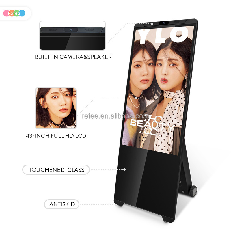 Battery Powered Digital A-Frame Wireless Portable Digital Poster Lcd Signage Powered Smart Kiosk Movable Advertising Board