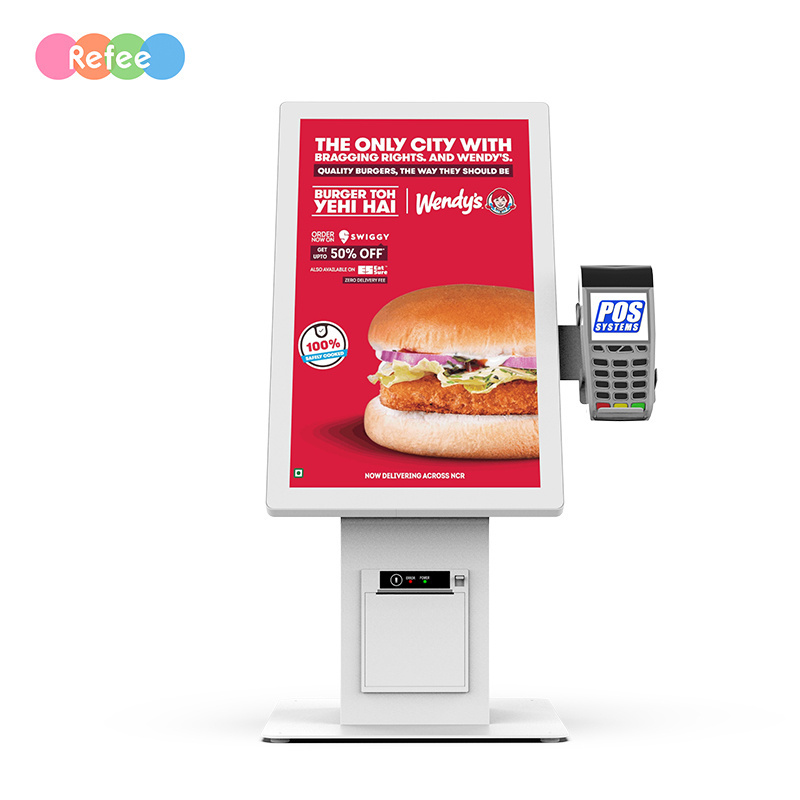 Capacitive touchscreen food ordering pos system payment terminal machine self check out kiosk supermarket