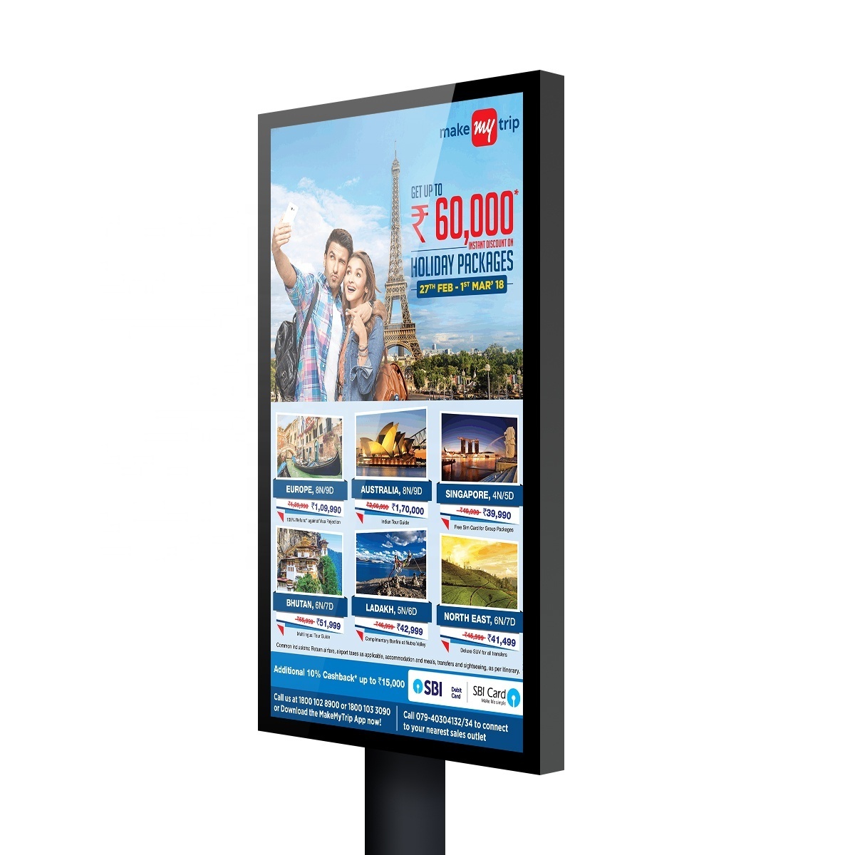 Ultra Thin Outdoor Digital Signage Kiosk Floor Standing Advertising Player Totem Drive Thru Menu Board Display for Restaurant