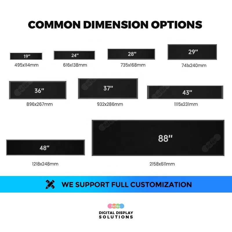 Refee Lcd Bar Monitor Display 19 21 23 24 28 29 35 36 37 43 47 48 88 Inch Shelf Digital Signage Ultra-Wided Shelf Screen