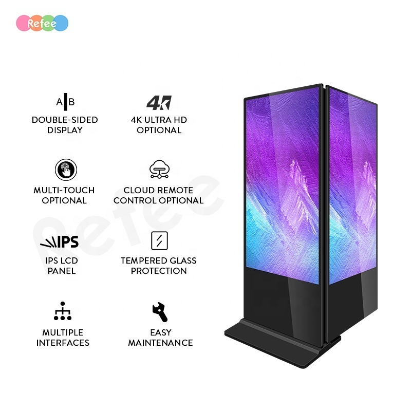 4k Android Wifi Advertising Player Poster Kiosk Touch Screen Lcd Double Sided Display Floor Stand Digital Signage