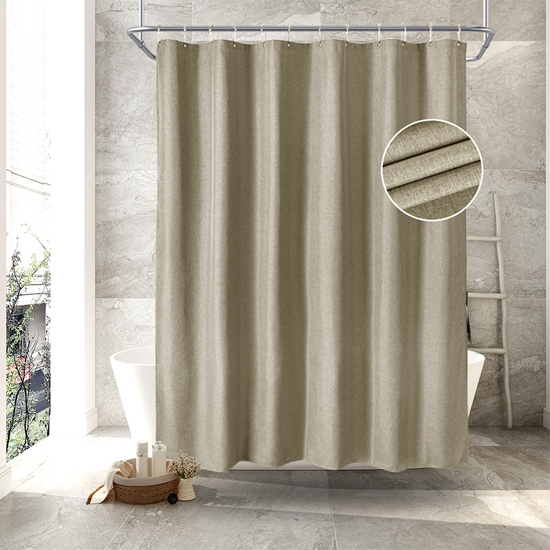 linen shower curtain double-sided waterproof and mildew proof thickened bathroom curtain simple hotel shower curtain