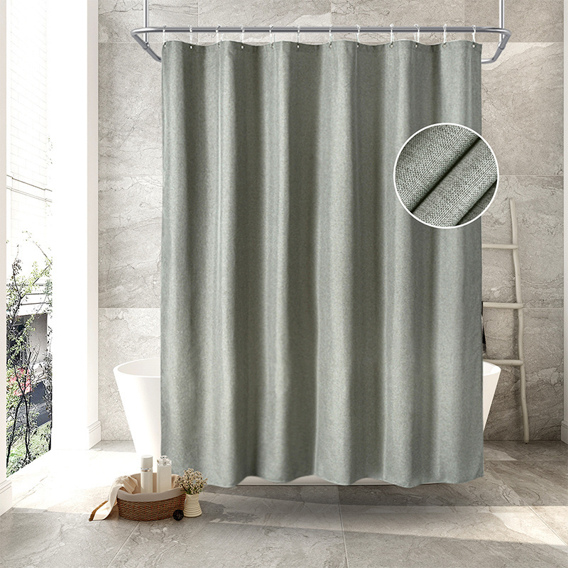 linen shower curtain double-sided waterproof and mildew proof thickened bathroom curtain simple hotel shower curtain