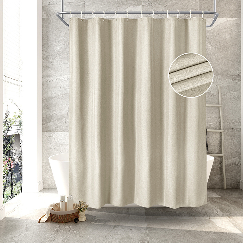 linen shower curtain double-sided waterproof and mildew proof thickened bathroom curtain simple hotel shower curtain