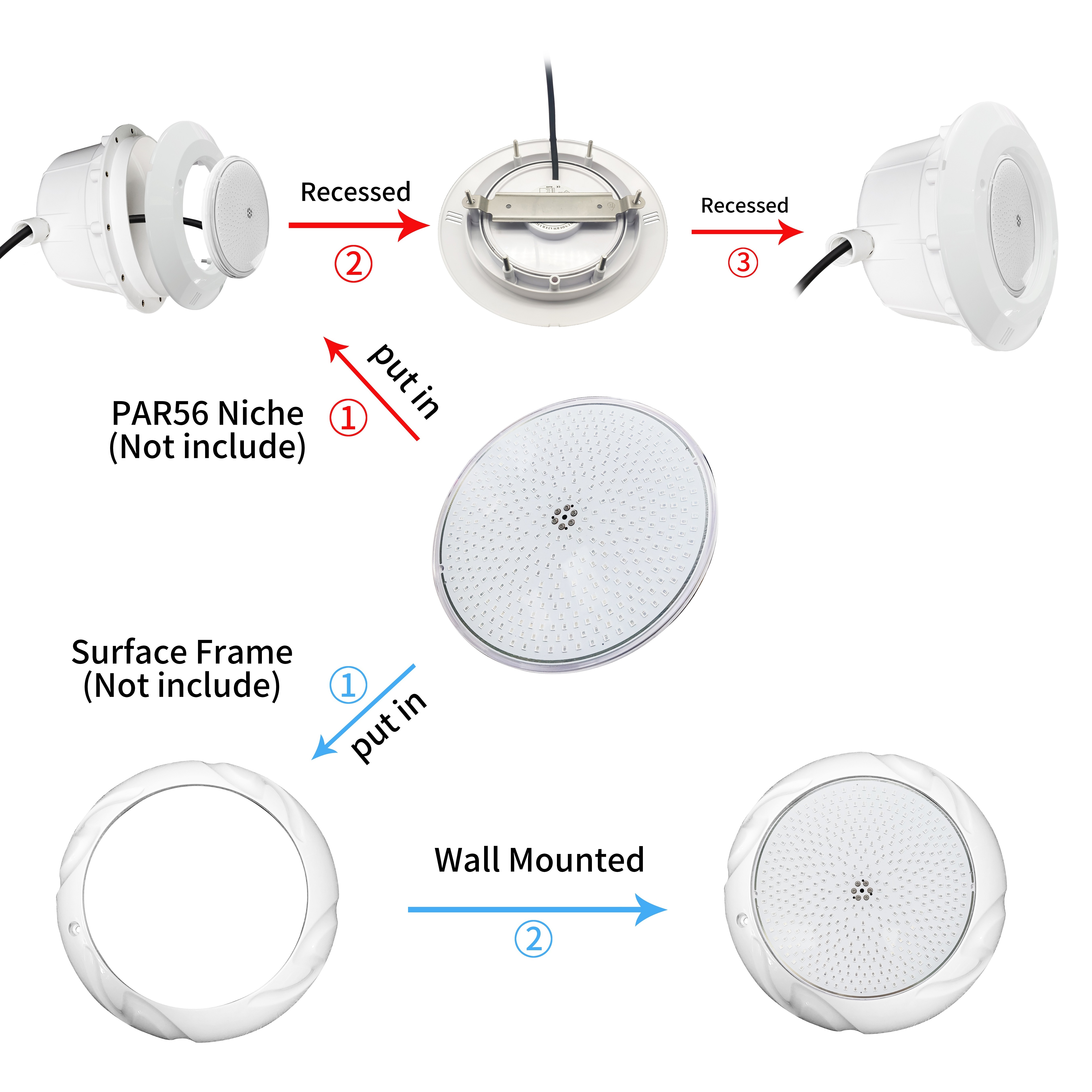 Refined 500w Equivalent Replacement Par56 Led Submersible Fishing Light Fully Resin Filled Par56 Pool Light