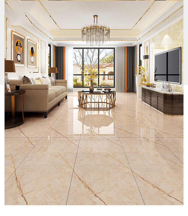 New Trendy Flooring Design Marble Tile With Gold Inlay polished ceramic porcelain floor tile