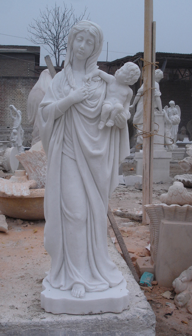 Wholesale white marble Mary catholic religious statues