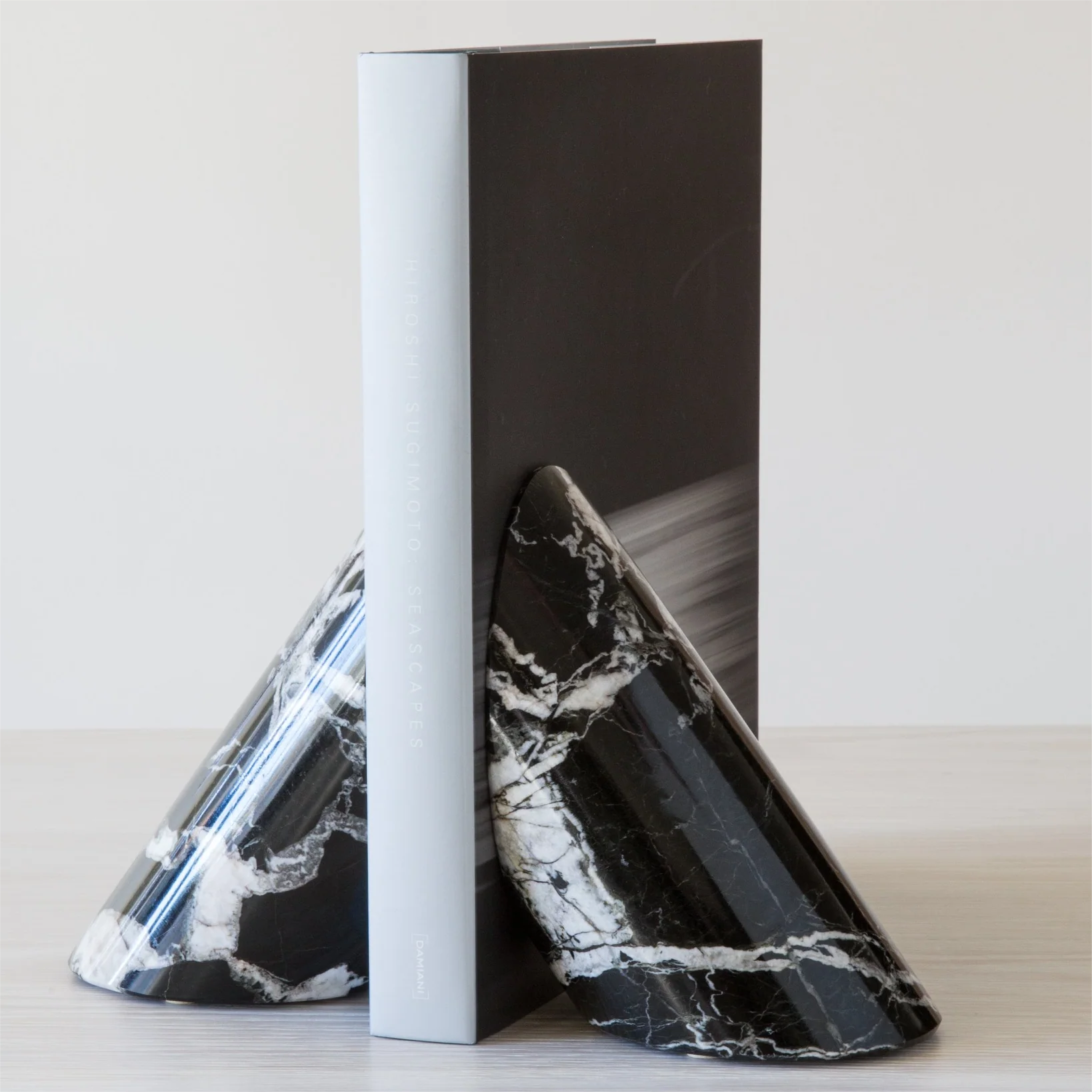 Home decorative black portoro marble stone bookends