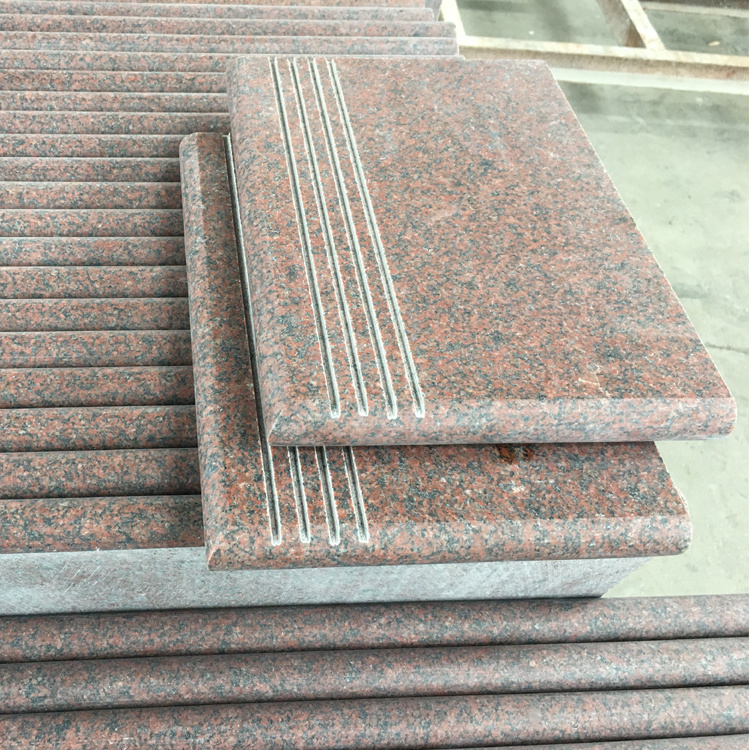 India Red Granite Step tiles with bullnose Edge Matt  Finish