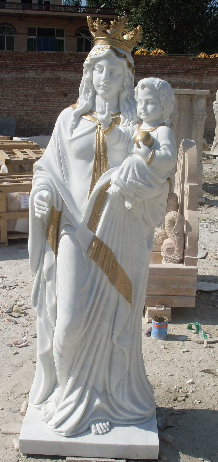 Wholesale white marble Mary catholic religious statues