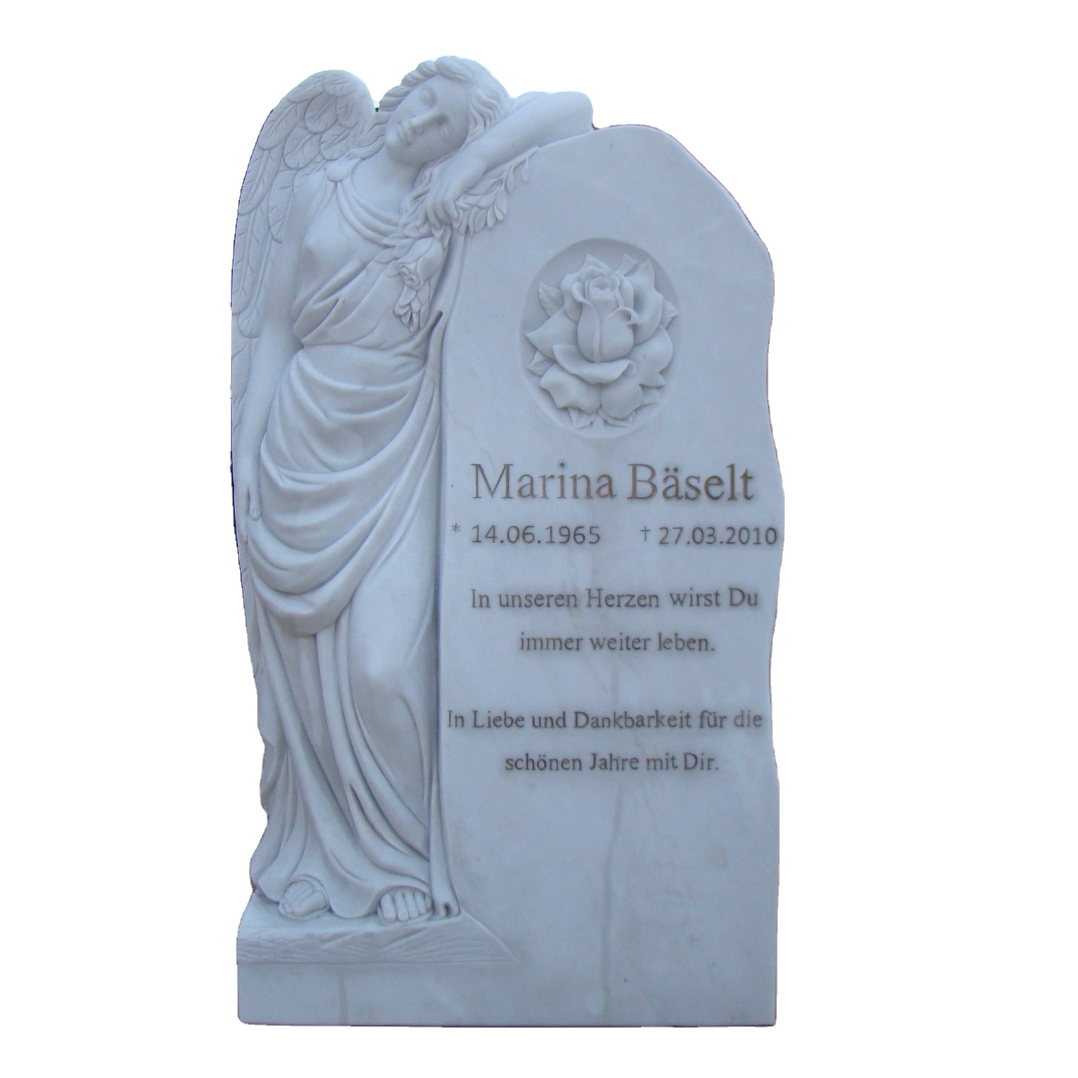 Good quality polished white marble angel Tombstone and monument