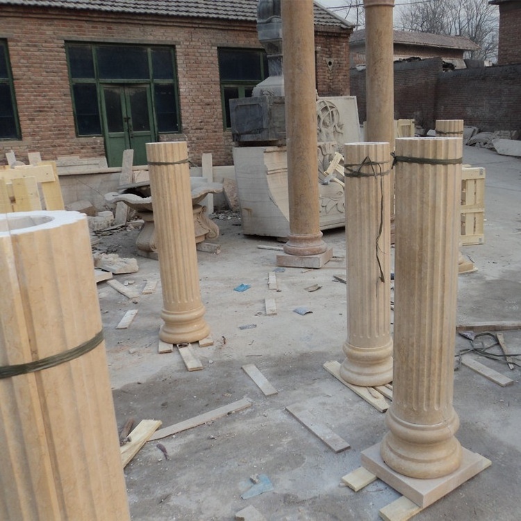 Yellow limestone modern indoor marble corinthian columns pillars