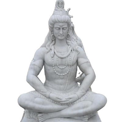 Indu Style Sitting white marble statue of lord shiva