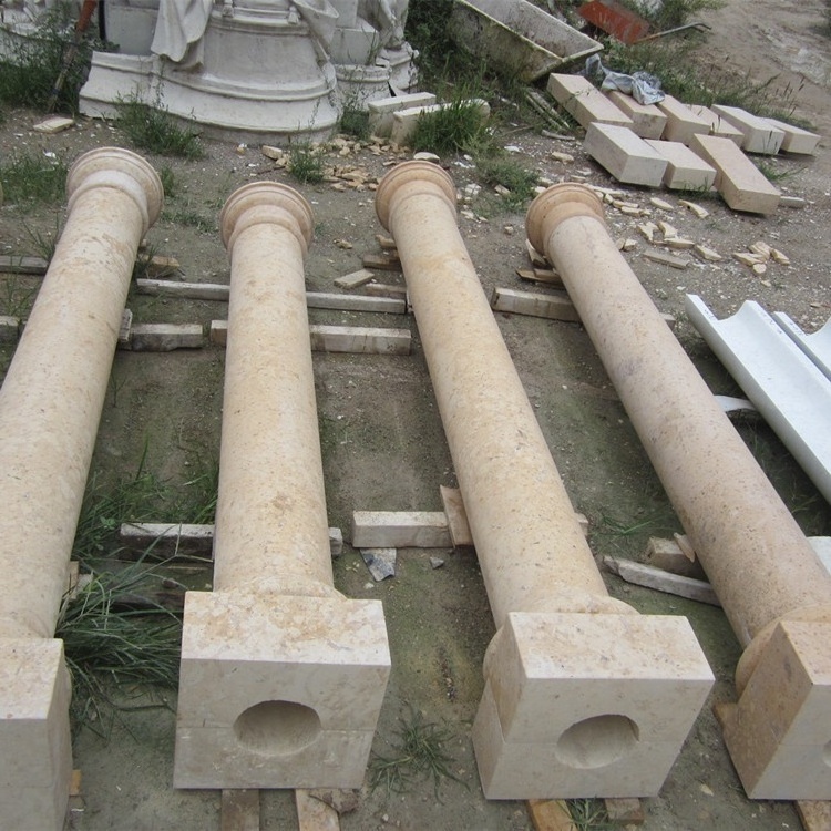 Yellow limestone modern indoor marble corinthian columns pillars