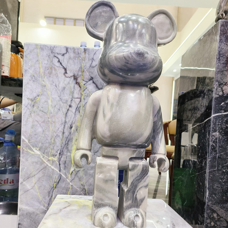 Refine Stone supply Marble stone bearbrick statue sculpture for home decoration