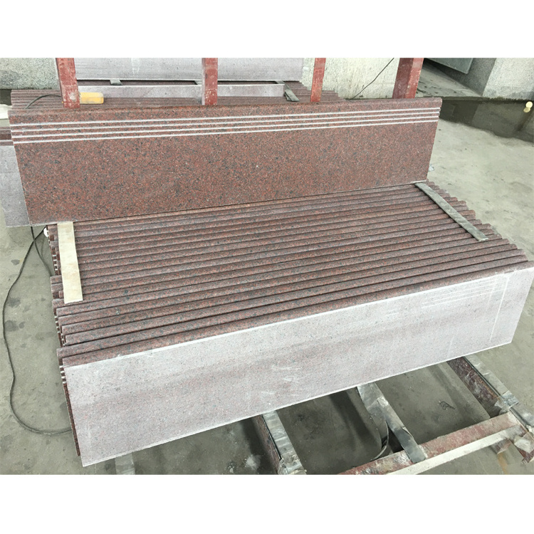 India Red Granite Step tiles with bullnose Edge Matt  Finish