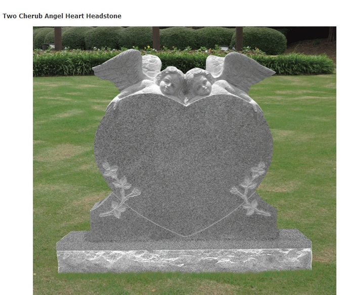 Light grey white granite praying angel headstones