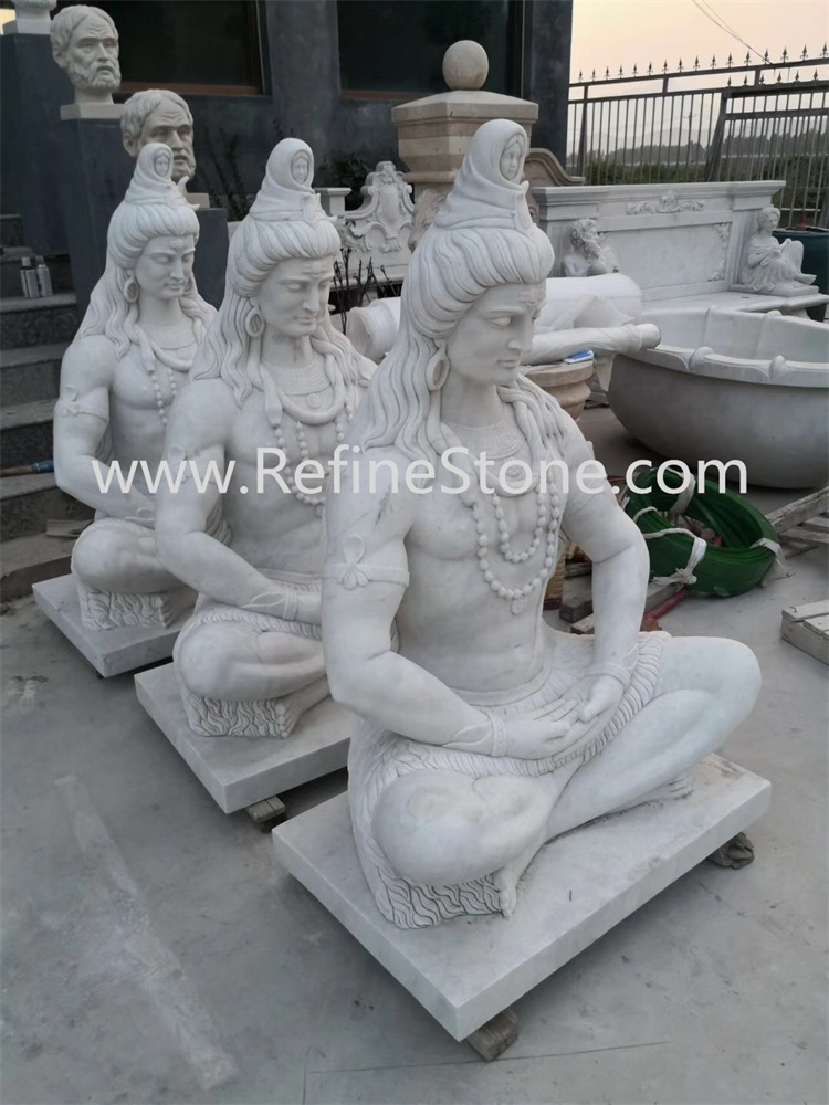 Indu Style Sitting white marble statue of lord shiva