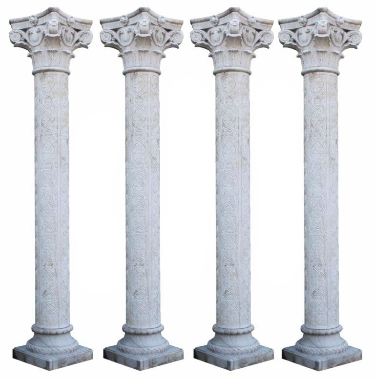 Hand Carved Natural Stone Custom Design Large Marble Column