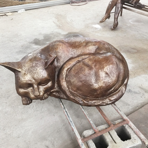 Refine Stone supply Cheap life size brass bronze cat statue