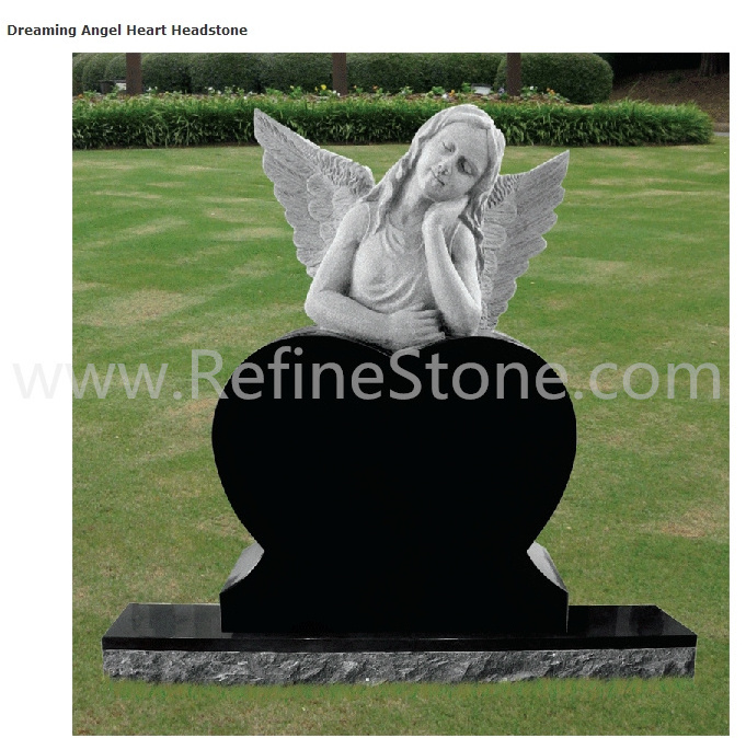 Memorial Black granite angel statue love tombstone headstone