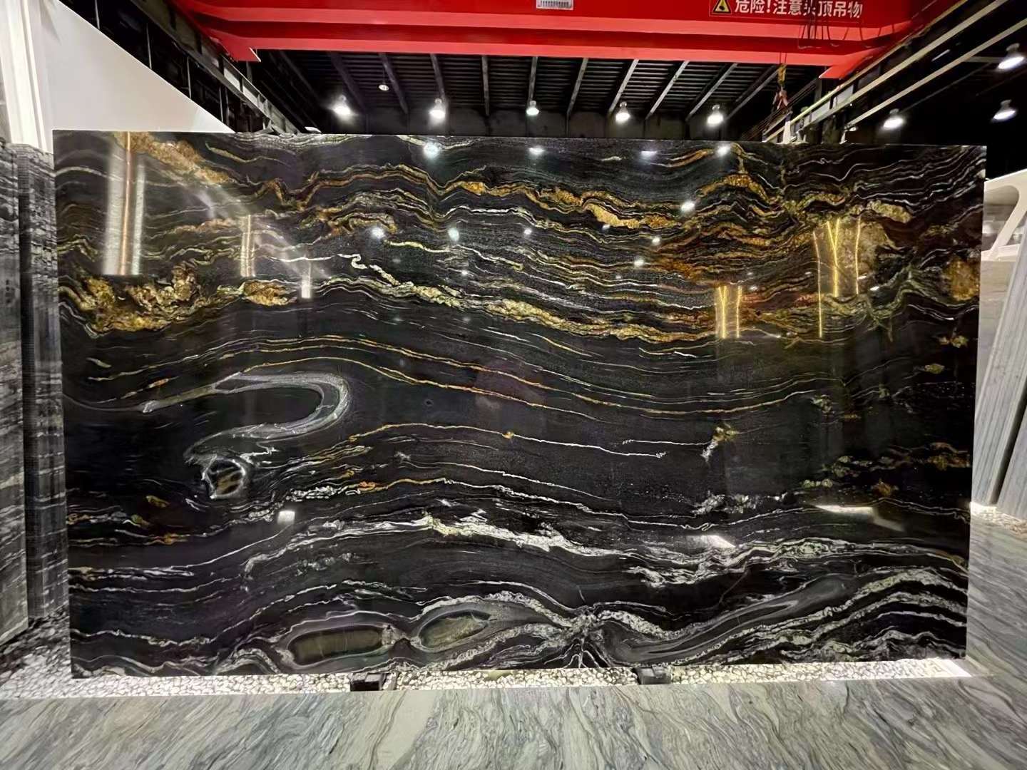 Refine Stone supply high polished Black Gold Titanium Granite