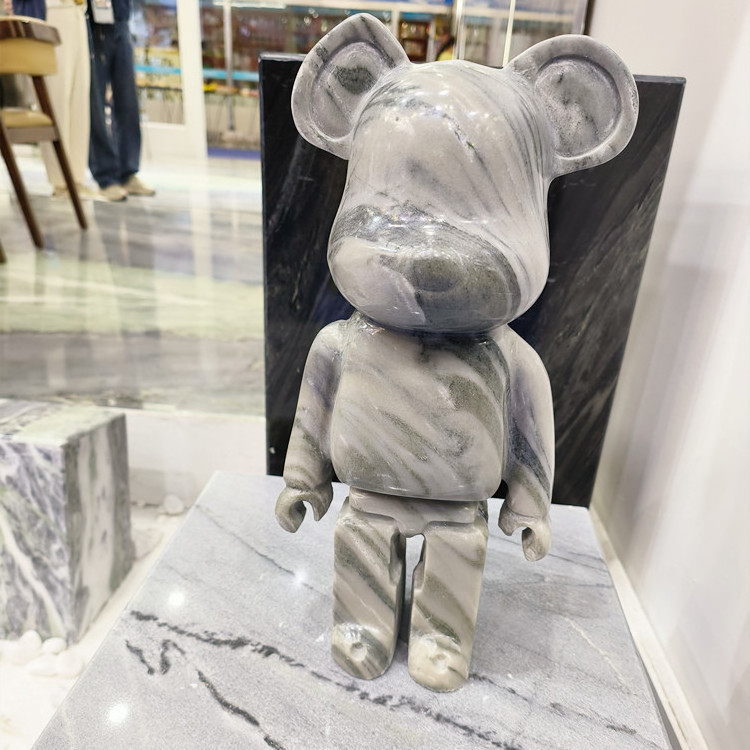 Refine Stone supply Marble stone bearbrick statue sculpture for home decoration