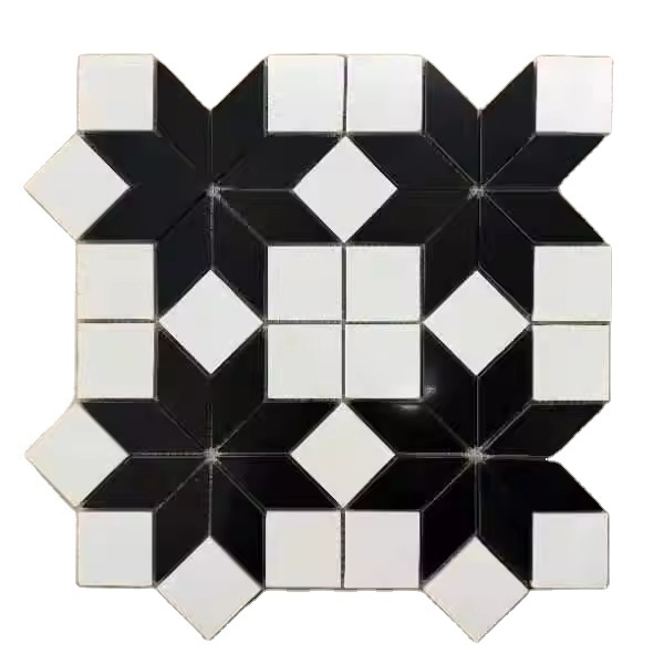 Customized designs waterjet dolomite chevron marble honed mosaic