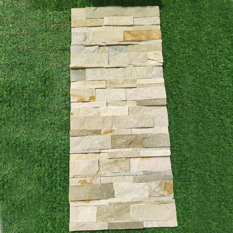 Natural Yellow Wooden Culture stone Stacked Stone Veneer