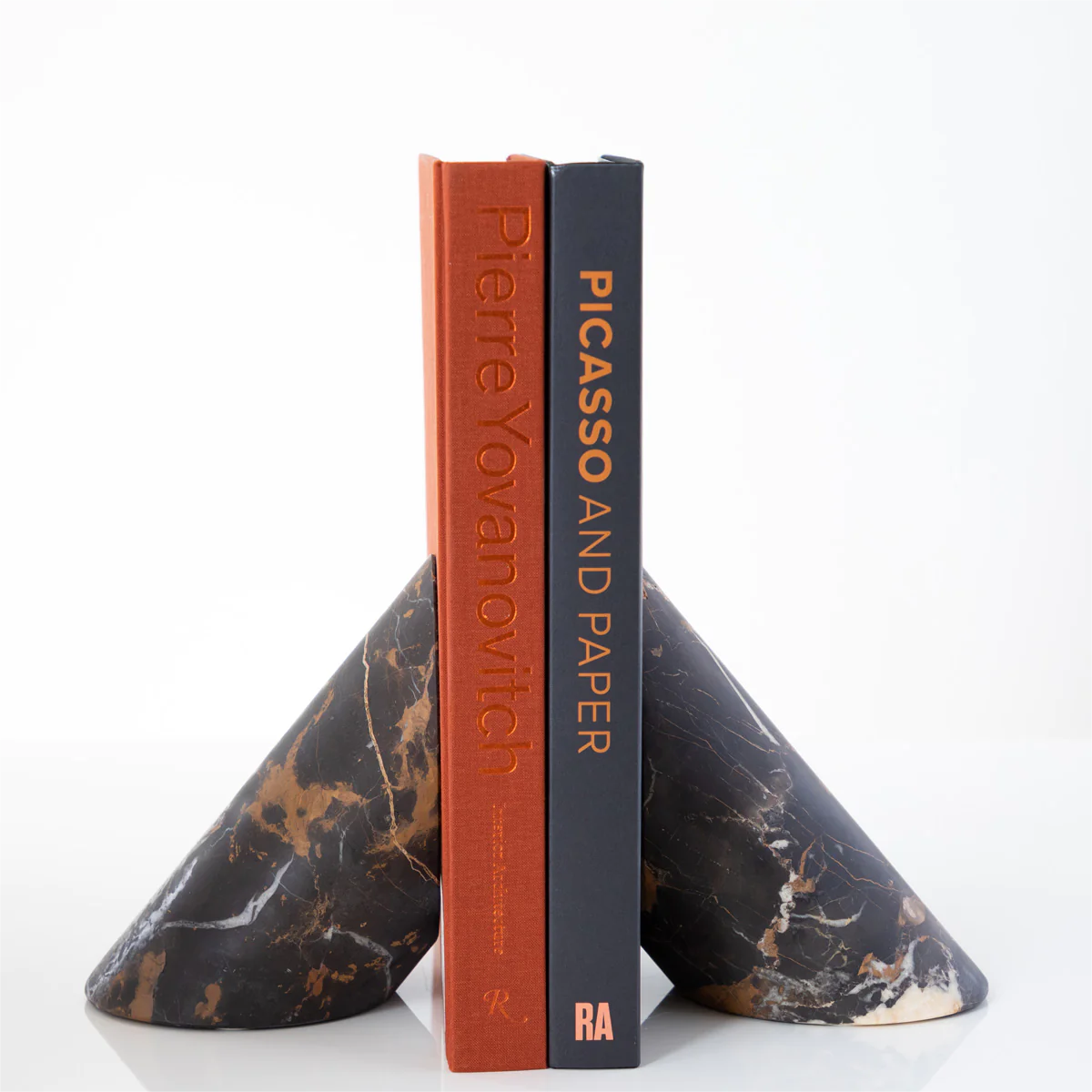 Home decorative black portoro marble stone bookends