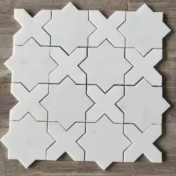 Customized designs waterjet dolomite chevron marble honed mosaic