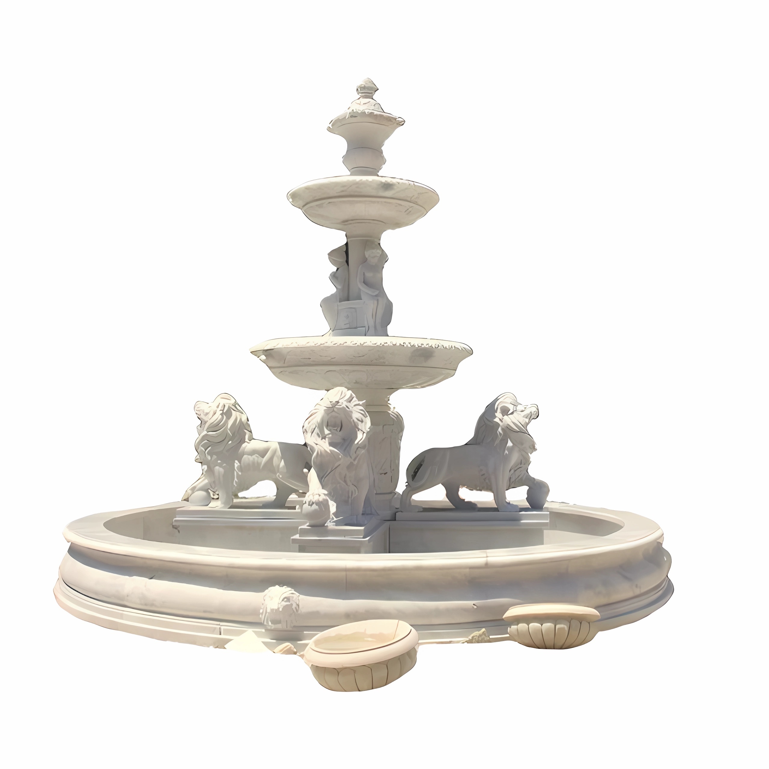 Outdoor Water Fountains Modern Outdoor Garden Decoration Beige Marble Garden Stone Tier Water Fountain