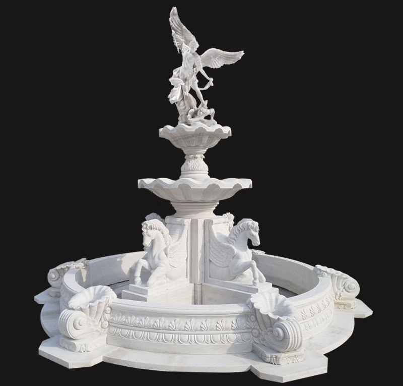 Marble Fountains And Statues Outdoor Garden Decorative Marble Stone Water Fountains With Horse Statue