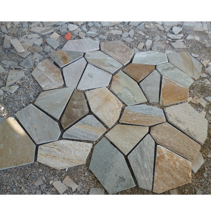 Mesh Flagstone Pol4 Slate for Paving Irregular Garden Floor Flagstone Mat Mesh Stone Tile