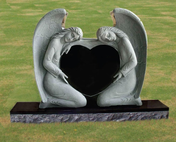 Memorial Black granite angel statue love tombstone headstone