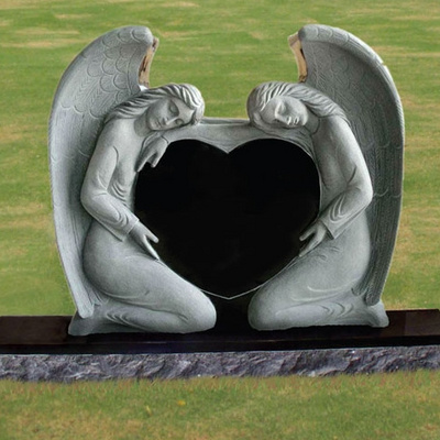 Memorial Black granite angel statue love tombstone headstone