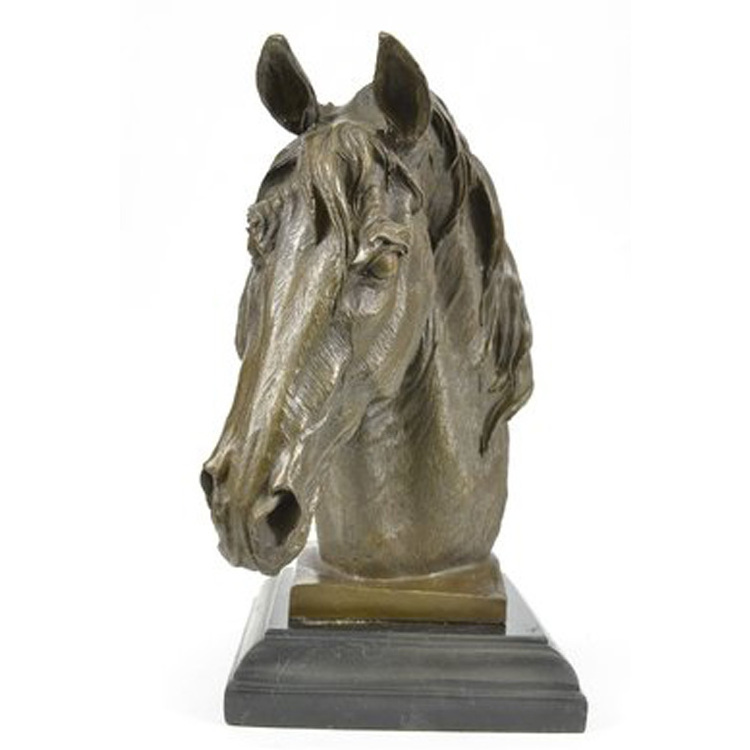 Antique Statue Bronze Sculpture Horse Head