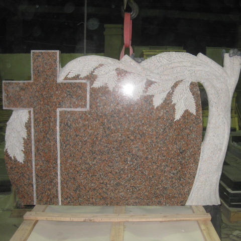 Indian Red granite engraving tree headstone